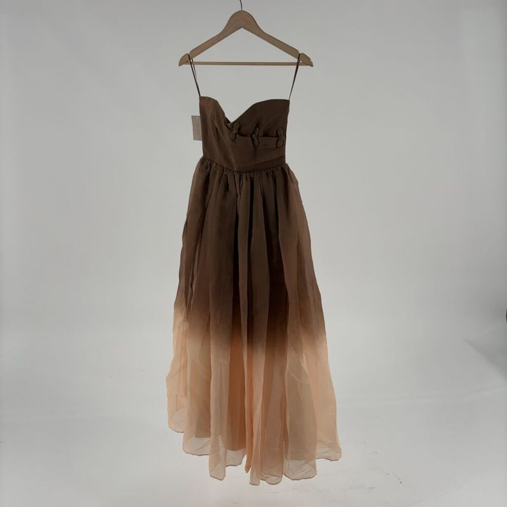 SAU LEE Dress in Light/Dark Brown